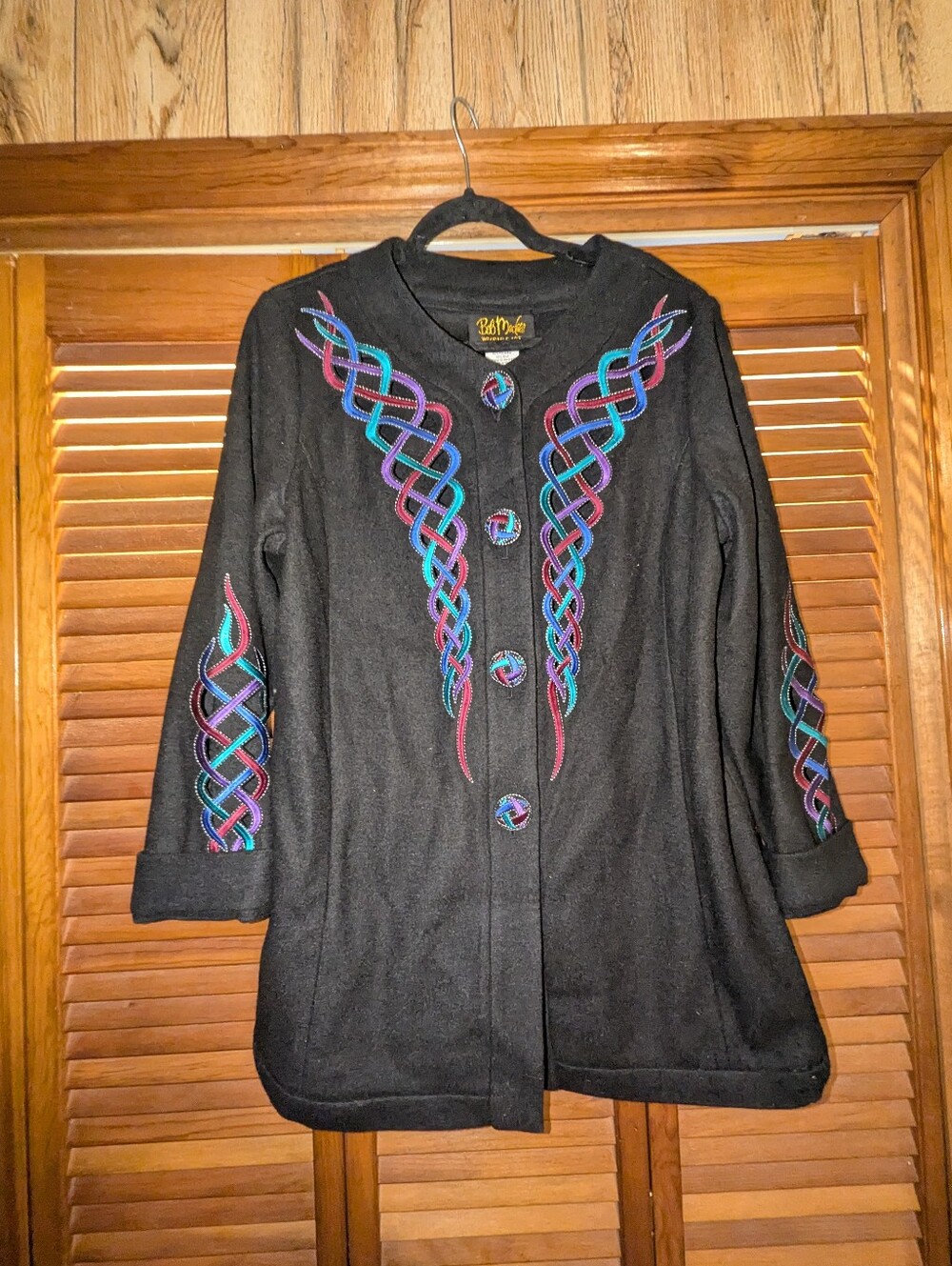 Bob Mackie Wool Blend Cutout Embroidery Jacket Retro Vintage Medium